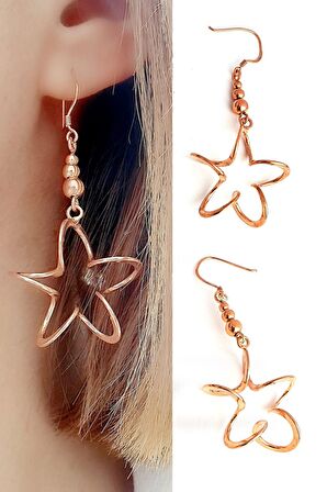 İtalyan Tasarımı 925ayar Gümüş Üzerine Rose Altın Kaplama Tasarım Çiçek Küpe