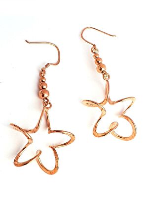 İtalyan Tasarımı 925ayar Gümüş Üzerine Rose Altın Kaplama Tasarım Çiçek Küpe