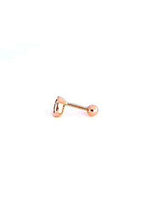 Zirkon Taş Detaylı 925 ayar Gümüş Rose Beşgen Tragus Helix Piercing