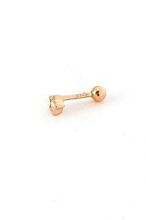 Zirkon Taşlı 925ayar Gümüş Rose Yıldız Tragus tek piercing