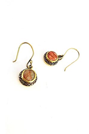 Kök yakut Taşlı 925ayar Gümüş üzerine Altın kaplama tasarım küpe