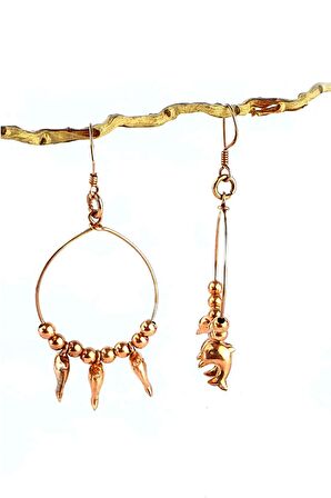 Yunus figürlü 925 ayar gümüş rose küpe