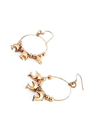 Yunus figürlü 925 ayar gümüş rose küpe