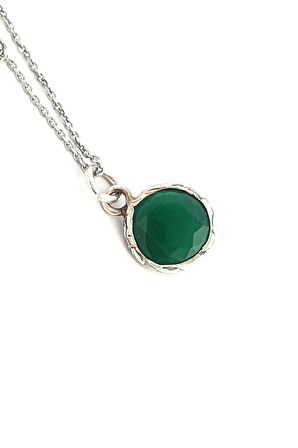 Kök Zümrüt Taşlı 925 ayar Gümüş Tasarım Kolye 