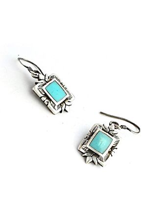 Turkuaz Taşlı 925 ayar Gümüş Tasarım Küpe