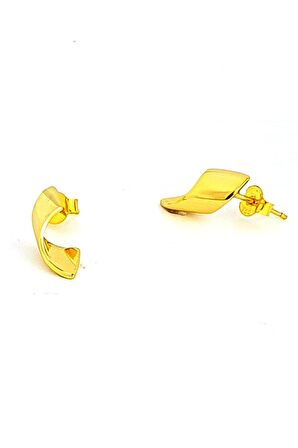 İtalyan 925ayar Gümüş Üzerine Altın Kaplama tasarım Spiral Küpe 