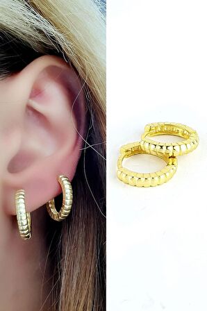 İtalyan 925 ayar gümüş üzerine altın kaplama tasarım halka küpe