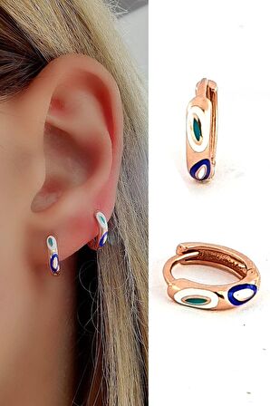 Mine İşçiliği 925ayar Gümüş Üzerine Rose Altın Kaplama Minimal Halka Küpe