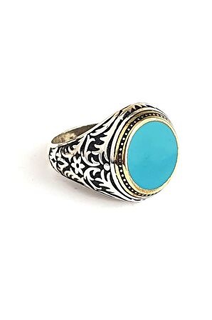 Turkuaz Taşlı 925 ayar Gümüş Erkek Yüzük