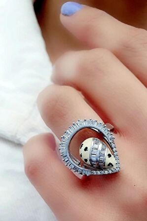 Mine işçiliği Baget Zirkon taş detaylı 925 ayar gümüş Tasarım Yüzük 