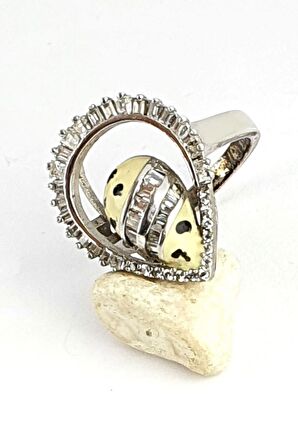 Mine işçiliği Baget Zirkon taş detaylı 925 ayar gümüş Tasarım Yüzük 