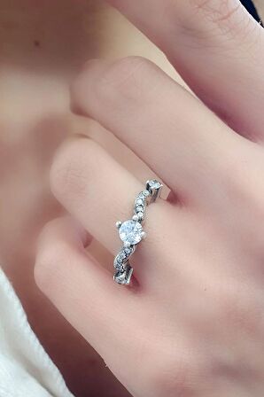 El İşi Tasarım 925ayar Gümüş zirkon taş detaylı Yüzük 