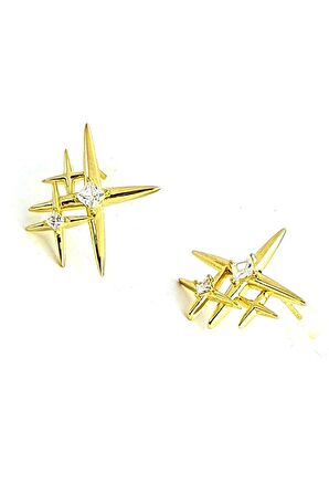 Kutup Yıldızı figürlü 925ayar gümüş üzerine altın kaplama Trend Küpe