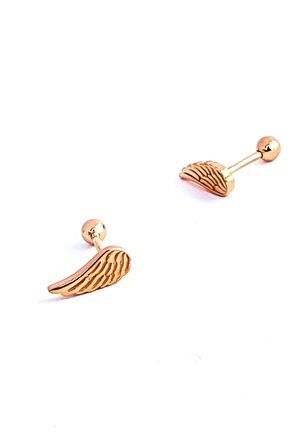 Melek Kanadı Figürlü 925ayar Gümüş Rose Tragus Kıkırdak Piercing