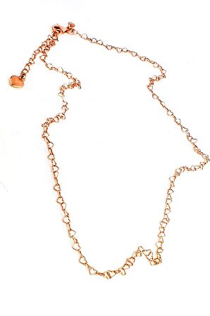 925ayar Gümüş Üzerine Rose Altın Kaplama Kalp Şeklinde Zincir Kolye