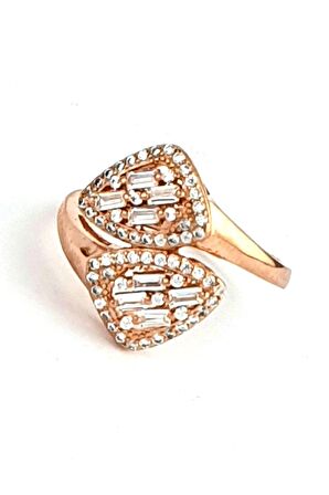 Baget Zirkon Taşlı 925ayar Gümüş rose ıtalyan tasarımı Yüzük 