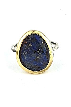Lapis lazuli taşlı 925ayar gümüş tasarım el işi doğal taş Yüzük