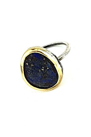 Lapis lazuli taşlı 925ayar gümüş tasarım el işi doğal taş Yüzük