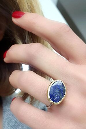 Lapis Lazuli Taşlı 925ayar Gümüş El İşi Tasarım Doğal Taş Yüzük 