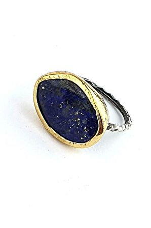 Lapis Lazuli Taşlı 925ayar Gümüş El İşi Tasarım Doğal Taş Yüzük 