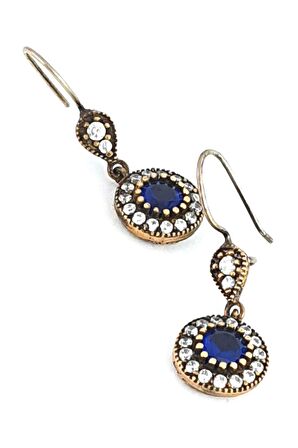 Lacivert Zirkon Taşlı 925 ayar Gümüş Otantik Küpe 