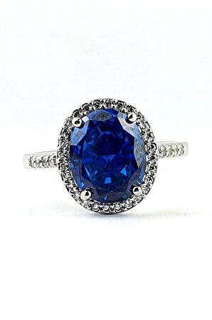 Sky Diamond Blue Paribu Tanzanit Taşlı 925ayar Gümüş Oval Yüzük 
