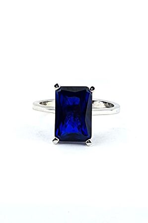 Sky Diamond Blue Creative Sapphire 925 ayar Gümüş Baget Yüzük