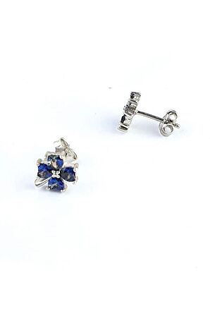 925 ayar Gümüş Mistik Topaz Taşlı Yonca Küpe 