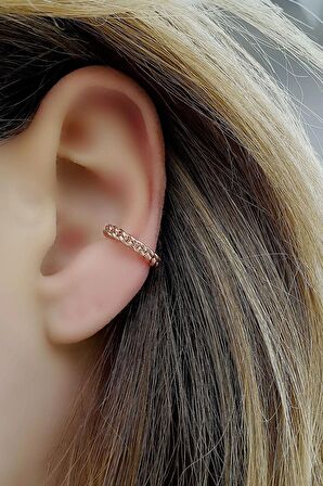 925 ayar Gümüş Rose Altın Kaplama Sıkıştırmalı kıkırdak Earcuff Küpe