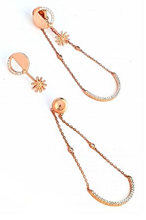 İtalyan 925ayar Gümüş Üzerine Rose Altın Kaplama Tasarım Trend Küpe