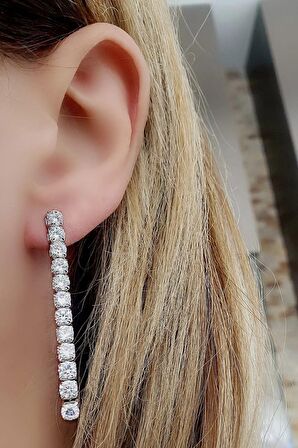 Sky Diamond Taşlı 925ayar Gümüş Su Yolu Küpe