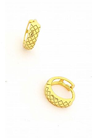 İtalyan 925ayar Gümüş Üzerine Altın Kaplama Minimal Halka Küpe