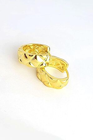 İtalyan 925ayar Gümüş Üzerine Altın Kaplama Tasarım Halka Küpe