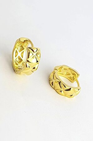 İtalyan 925ayar Gümüş Üzerine Altın Kaplama Tasarım Halka Küpe