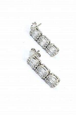 Baget Zirkon Taşlı 925ayar Gümüş Küpe