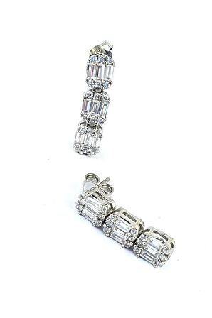 Baget Zirkon Taşlı 925ayar Gümüş Küpe