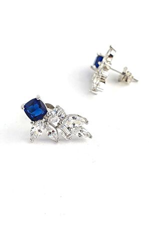 Sky Diamond Blue Creative Sapphire 925 ayar Gümüş Lüks Küpe