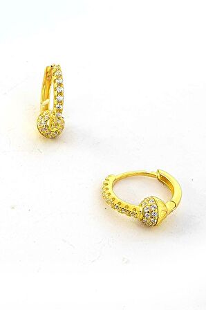 İtalyan 925ayar gümüş üzerine altın kaplama Trend Toplu Halka Küpe 