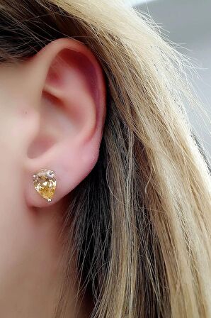 Aleksandrayt Taşlı 925ayar Gümüş Damla Küpe