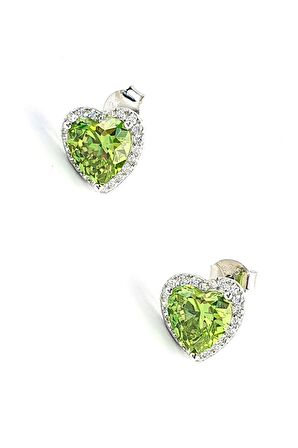 Aleksandrit Taşlı 925 ayar Gümüş Kalp Küpe