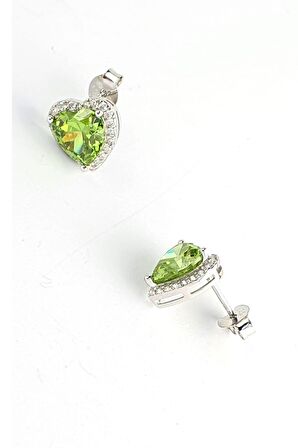 Aleksandrit Taşlı 925 ayar Gümüş Kalp Küpe