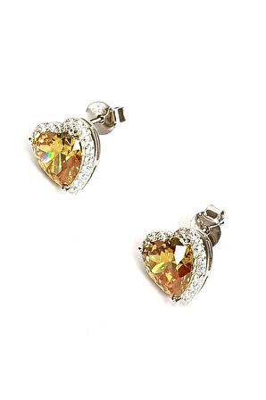 Aleksandrit Taşlı 925 ayar Gümüş Kalp Küpe