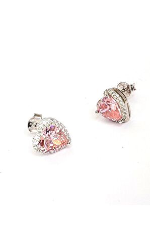 Aleksandrit Taşlı 925 ayar Gümüş Kalp Küpe