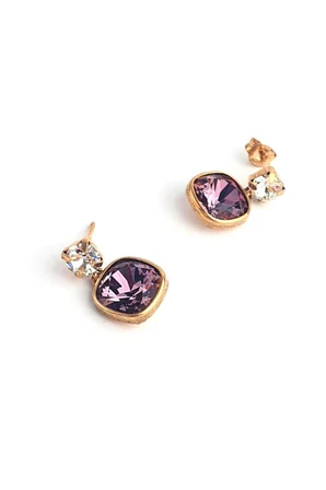 Swarovski Taşlı 925ayar Gümüş Üzerine Rose Altın Kaplama Küpe 