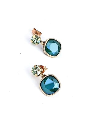 Yeşil Swarovski Taşlı 925ayar Gümüş Rose Küpe