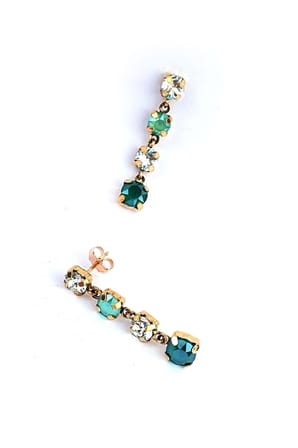 Yeşil Swarovski Taşlı 925 ayar Gümüş Şık Küpe