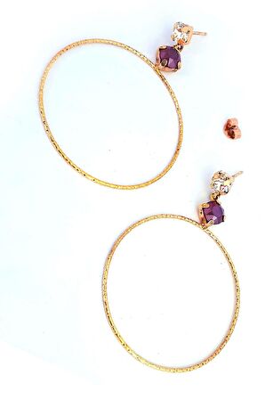 Swarovski taşlı 925ayar Gümüş Rose Tasarım Küpe 