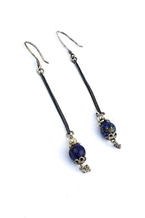 Lapis Lazuli Taşlı 925ayar Gümüş Tasarım Küpe