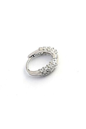 Zirkon Taş Detaylı İtalyan 925ayar Gümüş Kıkırdak Tek Halka Küpe