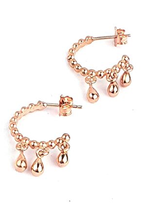 925ayar Gümüş Rose Trend Yarım Halka Küpe 